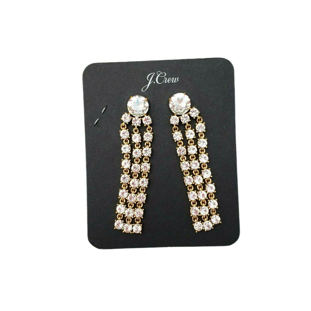 J Crew Crystal Fringe Statement Earrings